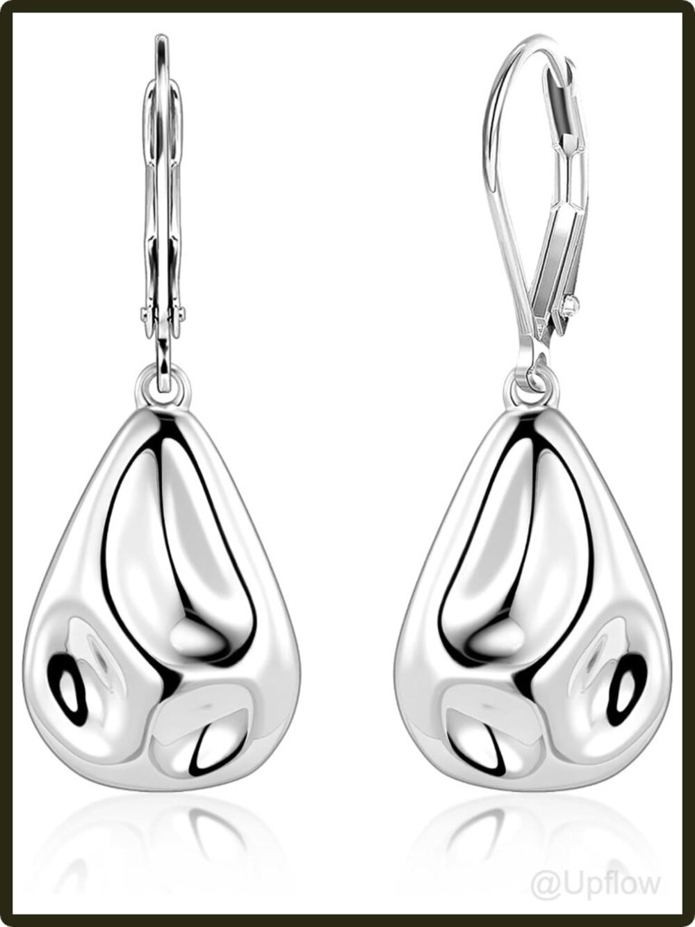 Women's Sterling Silver Hammered Teardrop Dangle Earrings Leverback